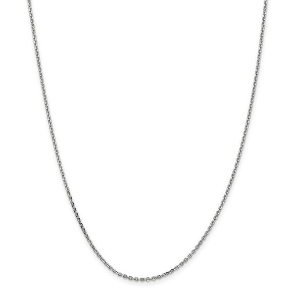 1.65mm 14k White Gold Diamond Cut Solid Cable Chain Necklace, 26 Inch